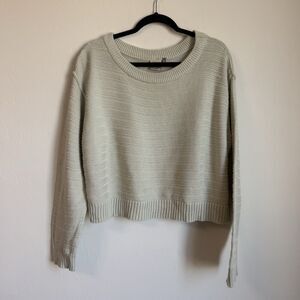 Oversized Boho Cotton Blend Drop Shoulder Long Sleeve Knit Sweater Mint Green